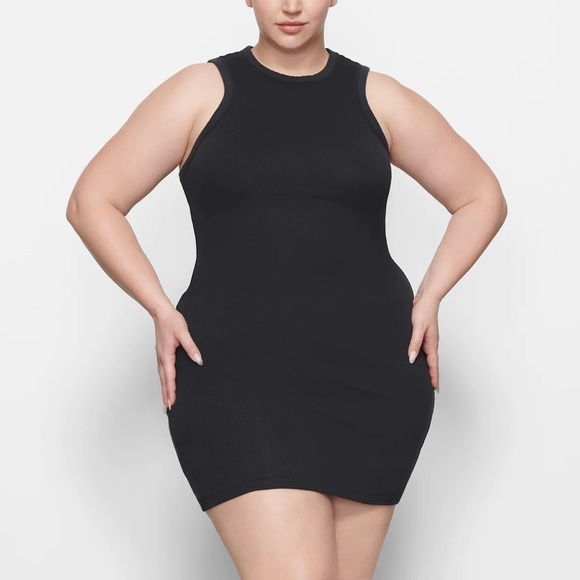 SKIMS Cotton Rib Tank Dress in Soot Black: Size 4X NWT. - Picture 4 of 4